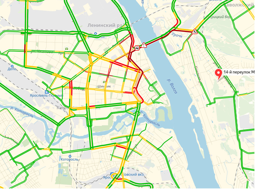 Гигантские пробки в центре Ярославля и на Октябрьском мосту: что случилось
