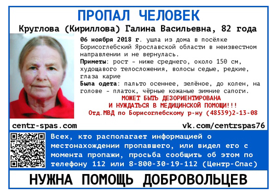 В Ярославской области с начала ноября ищут пенсионерку