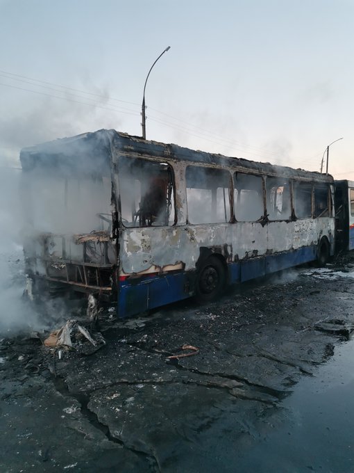 В Ярославле на ПАТП сгорел рейсовый автобус