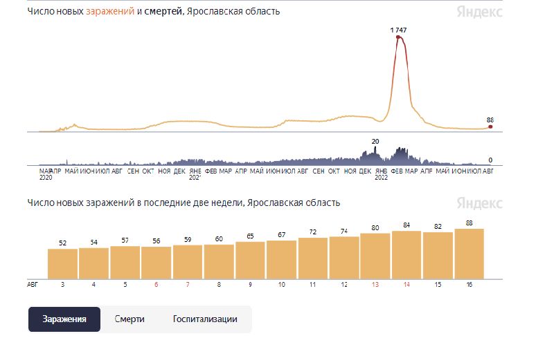 Рекорд лета: в Ярославской области за сутки выявили 88 случаев коронавируса