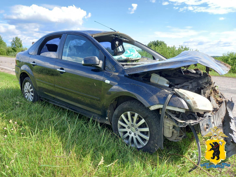 В результате съезда иномарки в кювет в Ярославской области пострадали водитель и восемь пассажиров