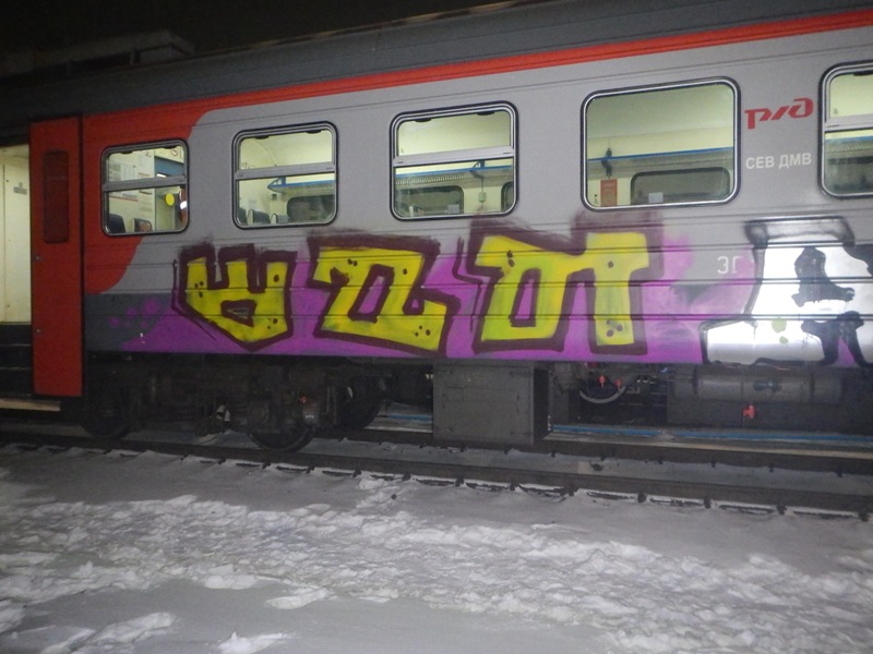 Троих ярославцев задержали за граффити на электричке