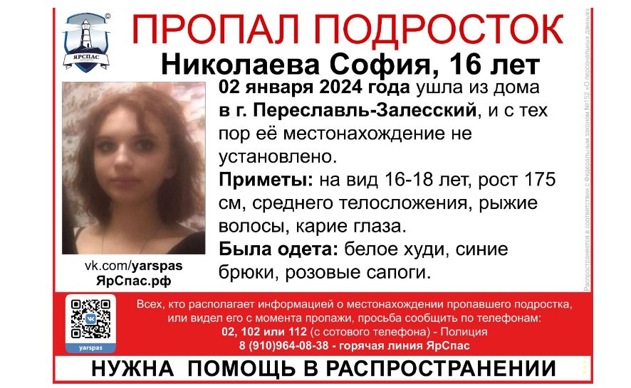 В Ярославской области третий день ищут 16-летнюю девушку