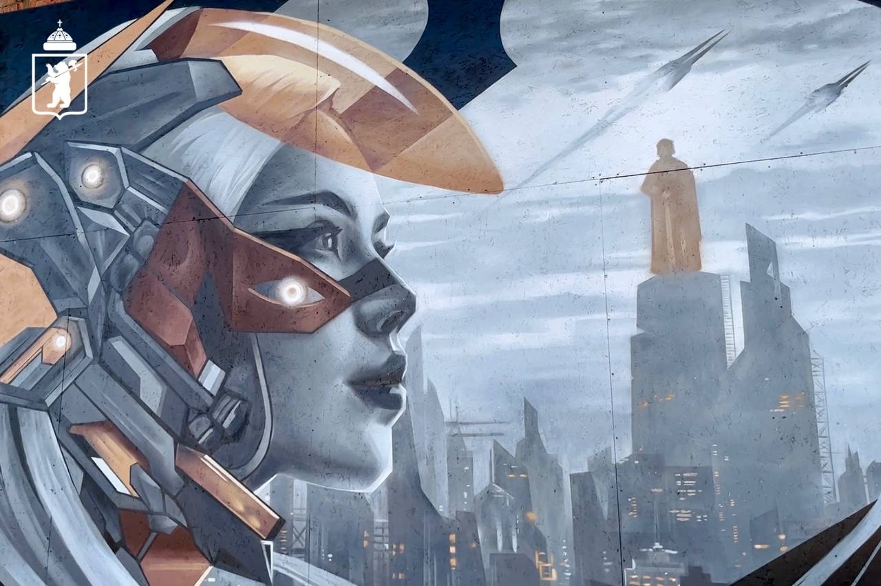 В Ярославле на стене стадиона «Шинник» завершили большой мурал