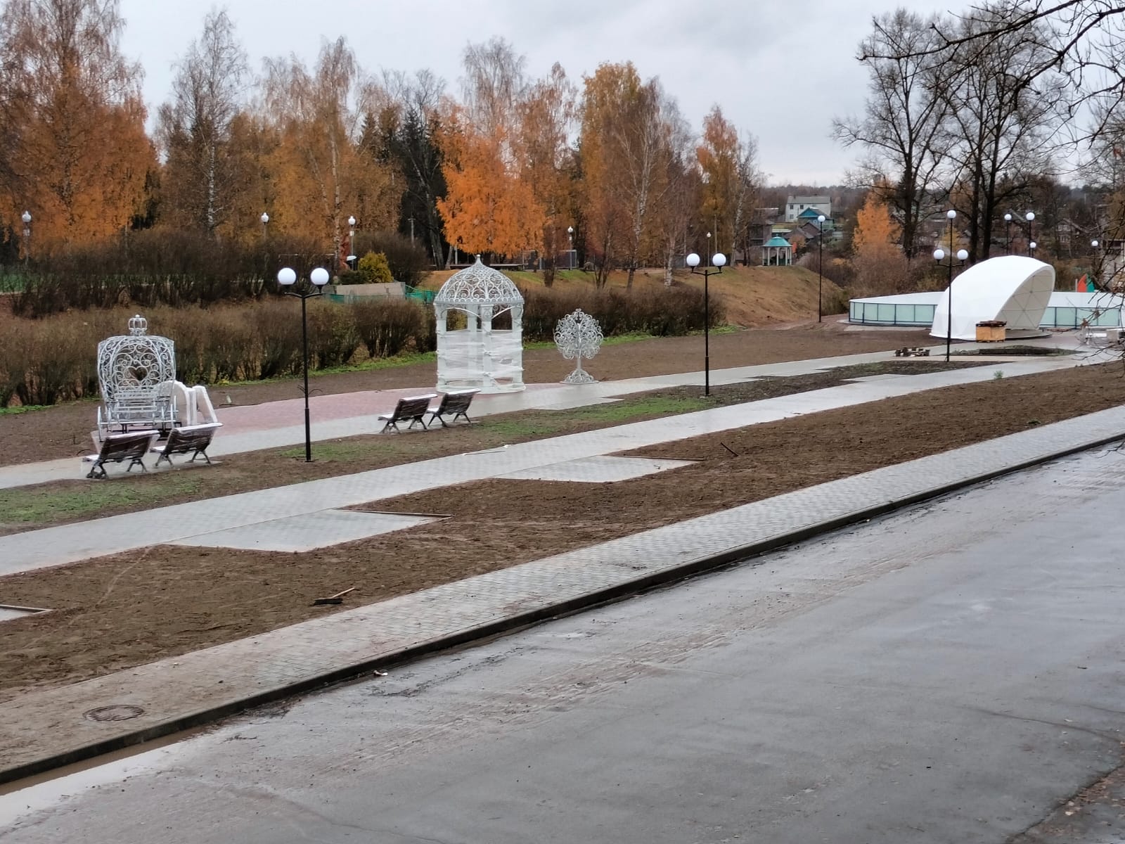 Центральную часть Любима Ярославской области откроют после благоустройства в начале ноября