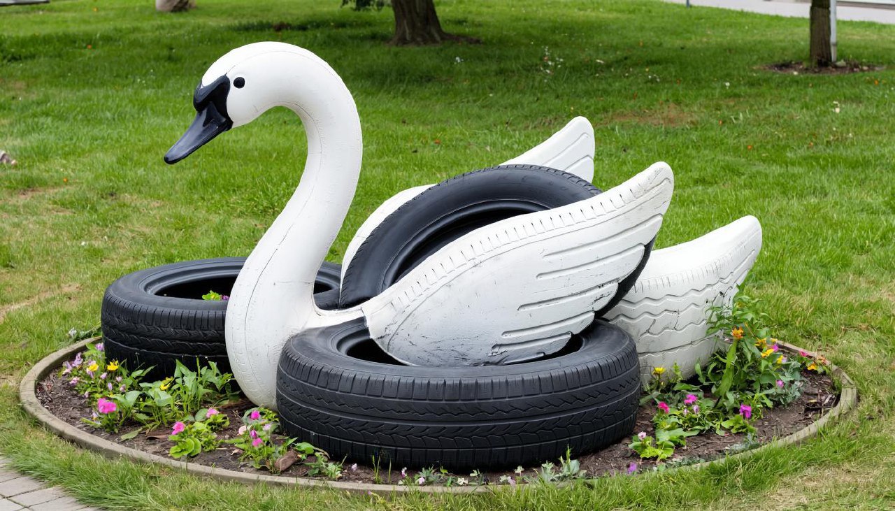 Ярославцам напомнили о запрете использования старых покрышек в качестве украшений