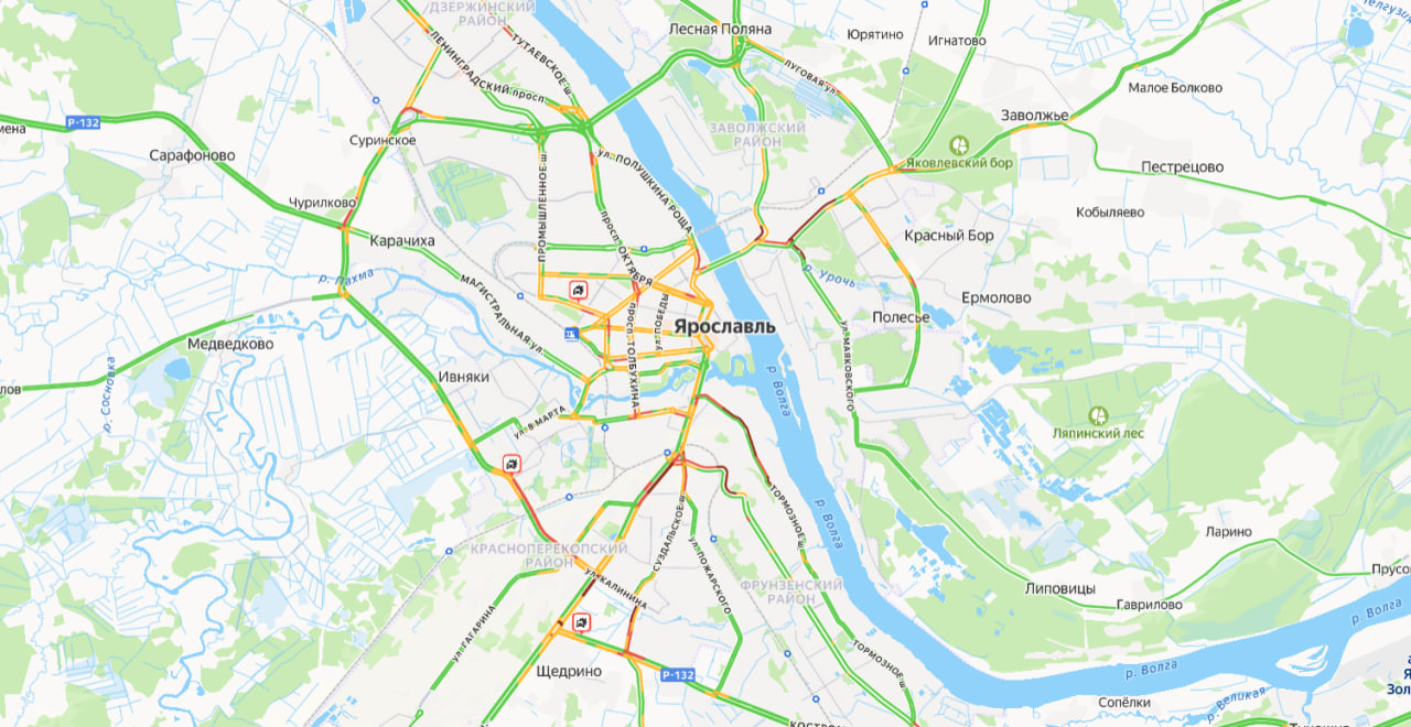 Утром в Ярославле пробки достигли 8 баллов