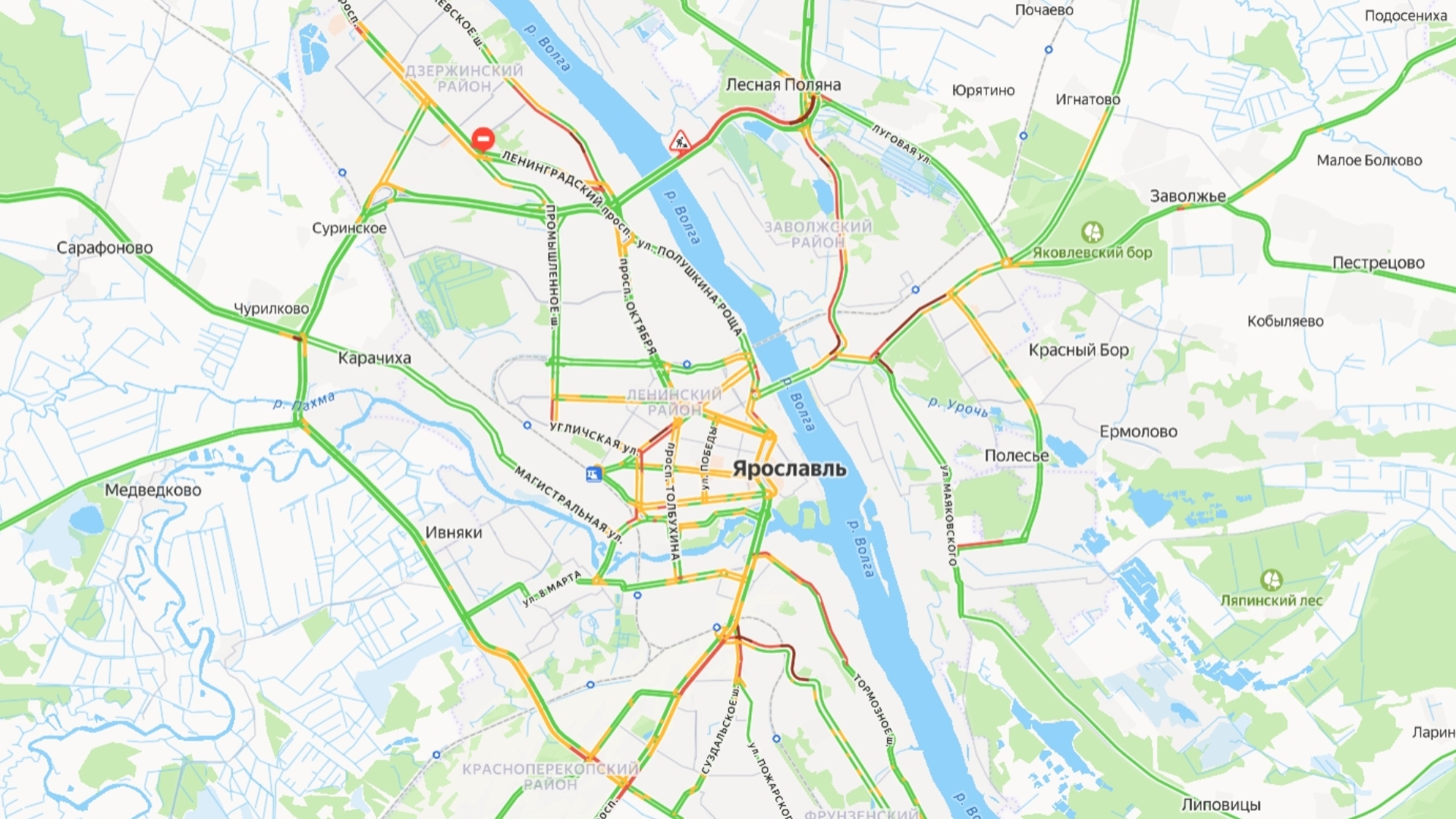 Утром после потопа ярославцы встали в пробках