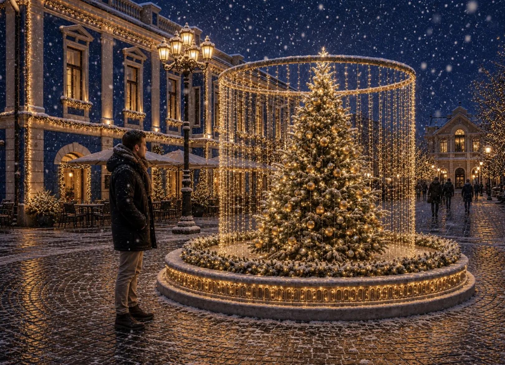 В центре Ярославля в фонтане установили елку