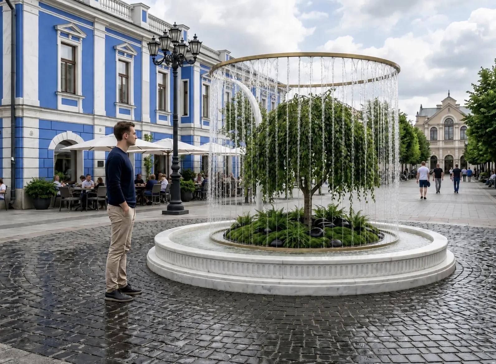 В центре Ярославля в фонтане установили елку